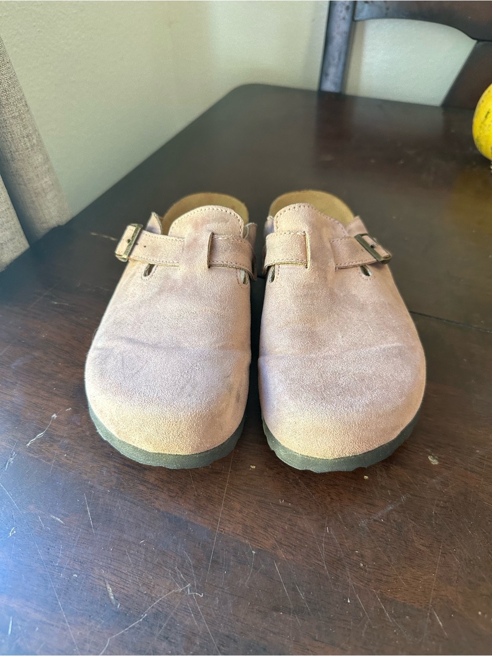 Cliffs by WHITE MOUNTAIN Light Pink Faux Suede Buckle Slip-On Mules